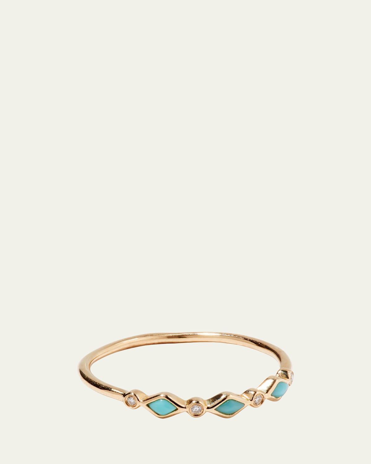 Turquoise Bezel & Diamond Stacking Ring Product Image