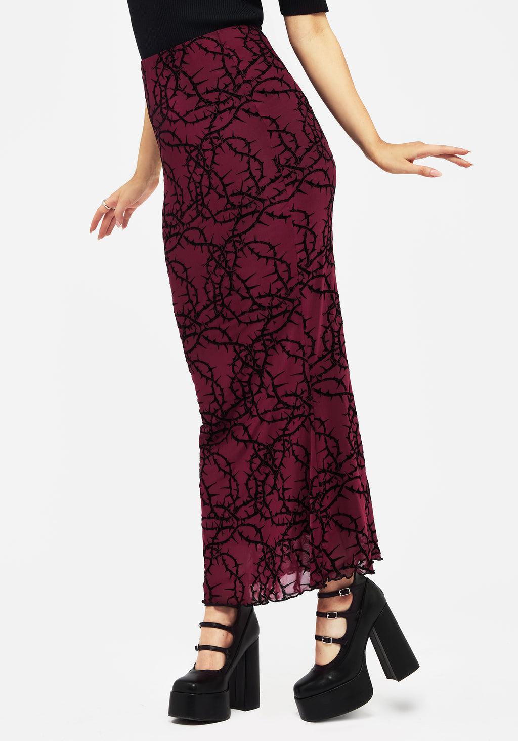 Prickle Thorn Print Mesh Mermaid Maxi Skirt Product Image