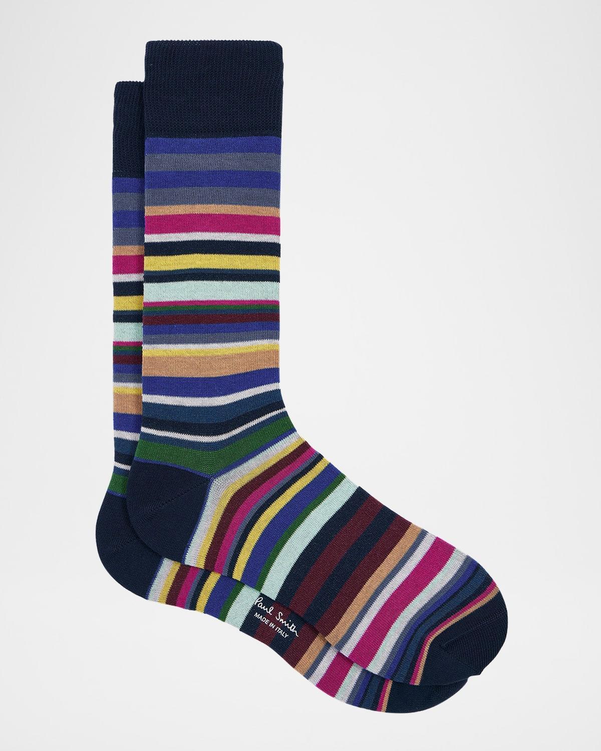 Mens Curtis Stripe Cotton-Stretch Crew Socks Product Image