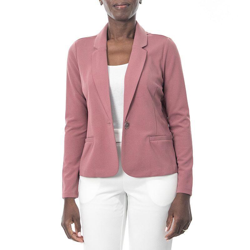 Womens Nina Leonard Single Button Cropped Blazer Pink Gloss Product Image