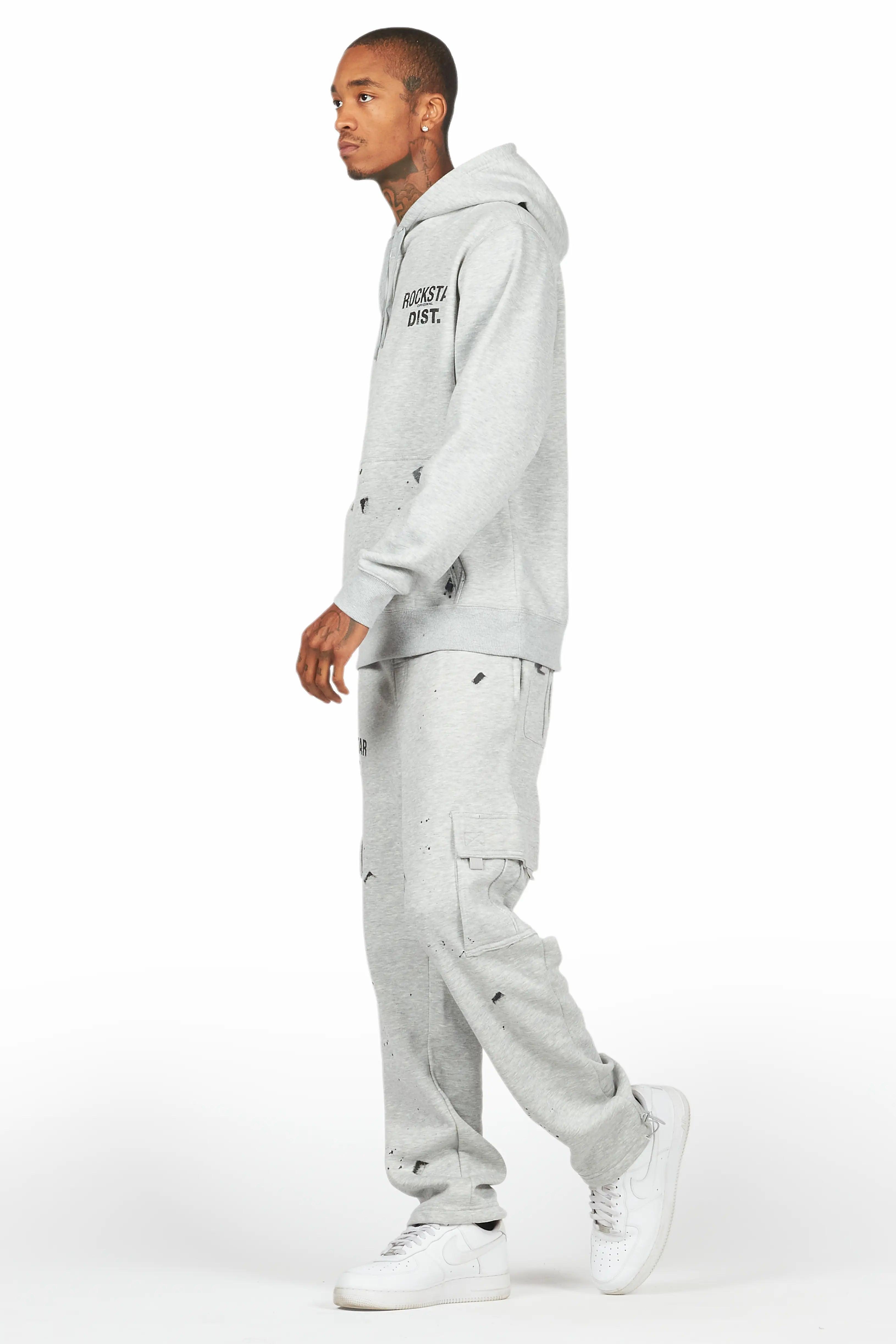 Raffer Heather Grey Hoodie/Cargo Sweat Pant Set Male Product Image