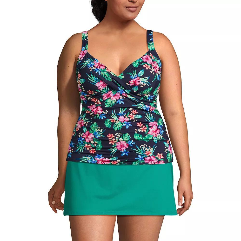 Plus Size Lands' End UPF 50 Bust Enhancer DD-Cup Tankini Top, Women's, Size: 18W Dd, Deep  Blue Rosella Product Image