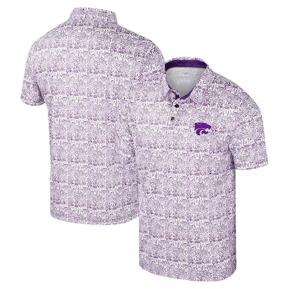 Men's Colosseum Purple Kansas State Wildcats It's Time! Allover Print Polo,  Product Image