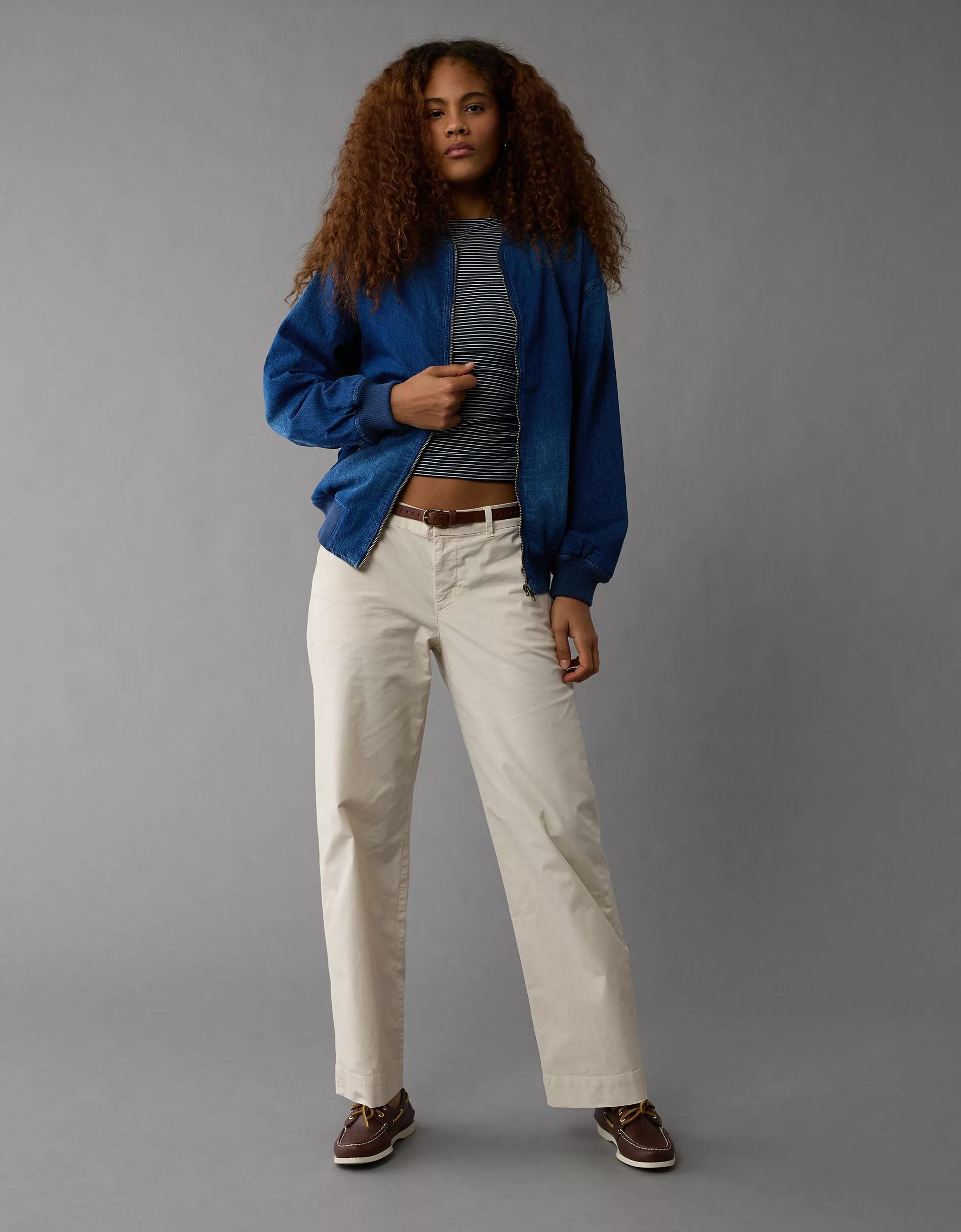 AE Oversized Denim Bomber Jacket Product Image