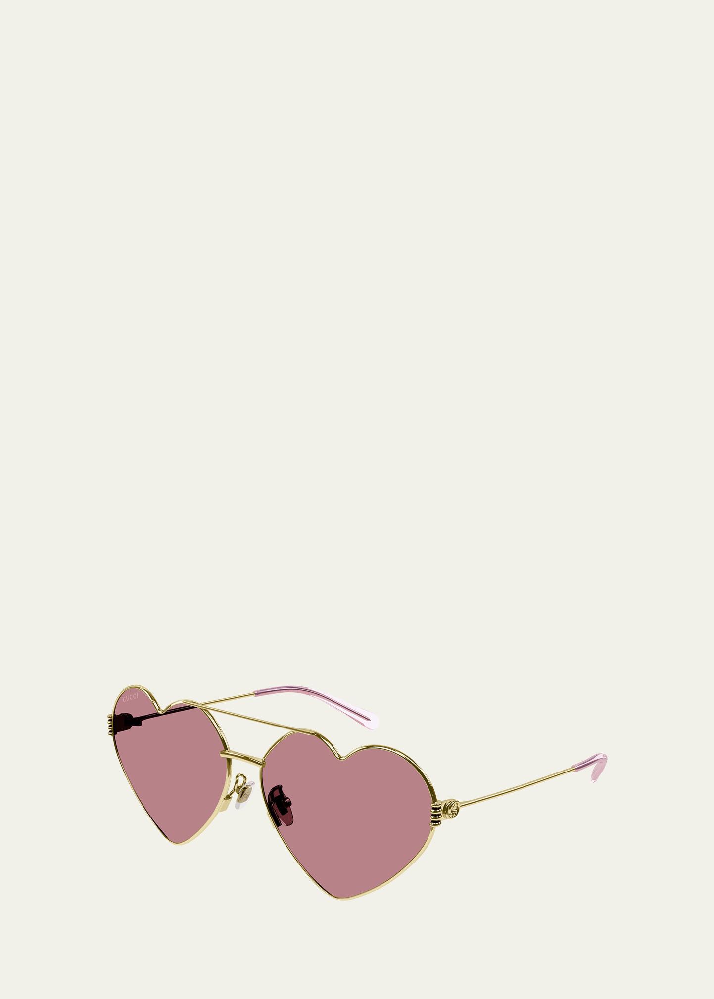 Gucci Heart Sunglasses Metallic Gold.. Product Image