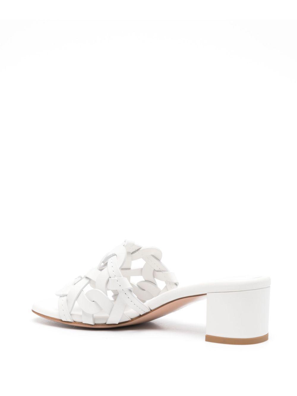 GIANVITO ROSSI Open Weave Leather Slide Sandals In White Product Image