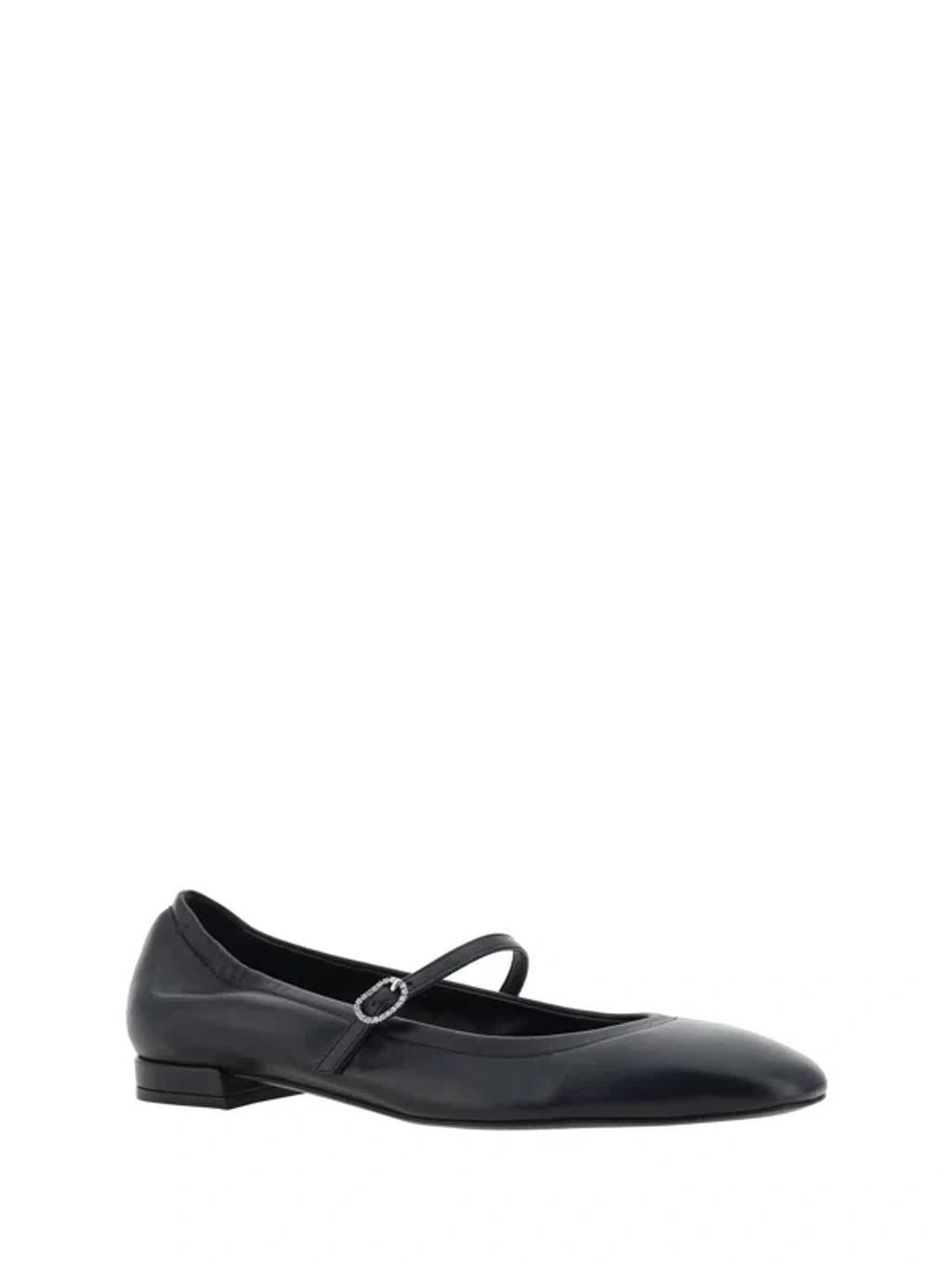 Claris Leather Ballerina Shoes In Black Product Image