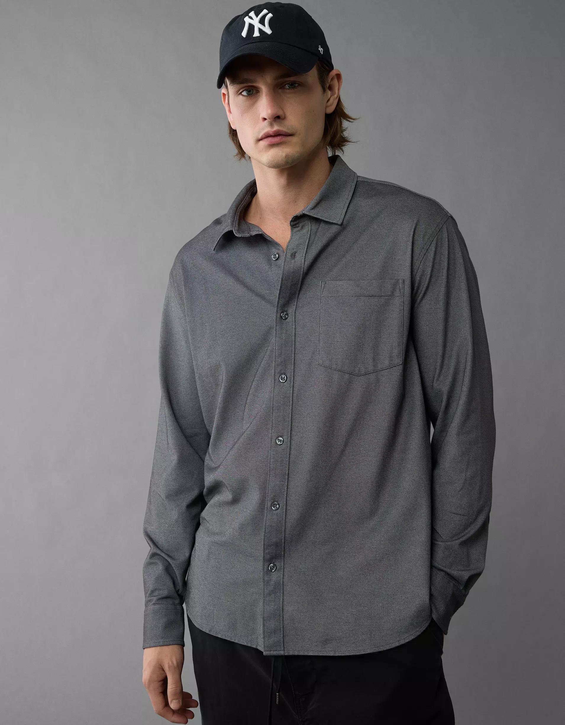 AE 24/7 Club Long Sleeve Button-Up Shirt Product Image