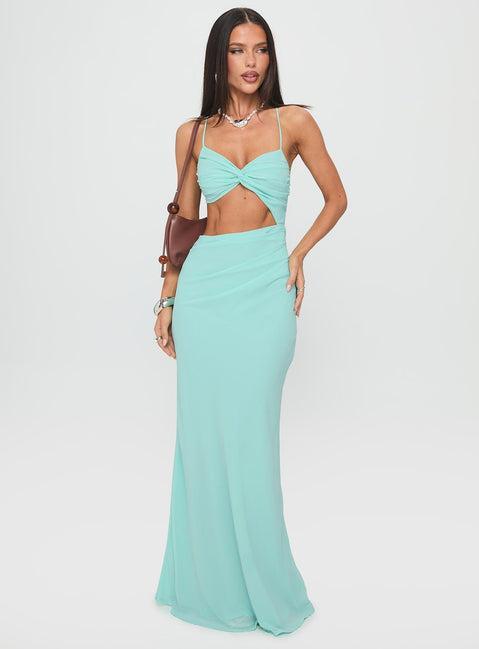 No Control Keyhole Maxi Dress Aqua Product Image
