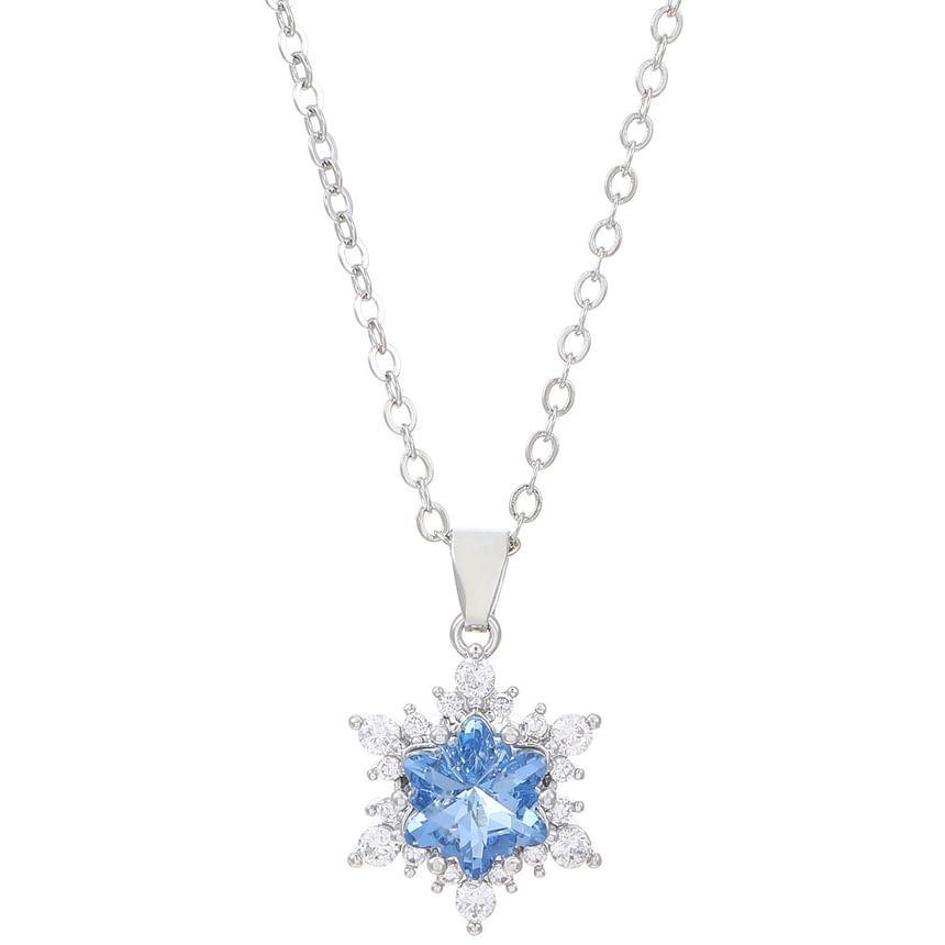 Snowflake Faux Pearl Alloy Lariat Necklace Product Image