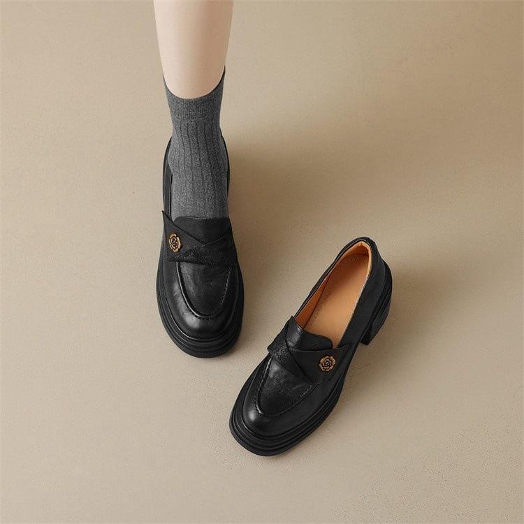 Platform Block Heel Loafer Pumps Product Image