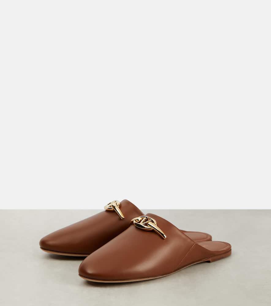 VALENTINO GARAVANI Vlogo Signature Leather Mules In Brown Product Image