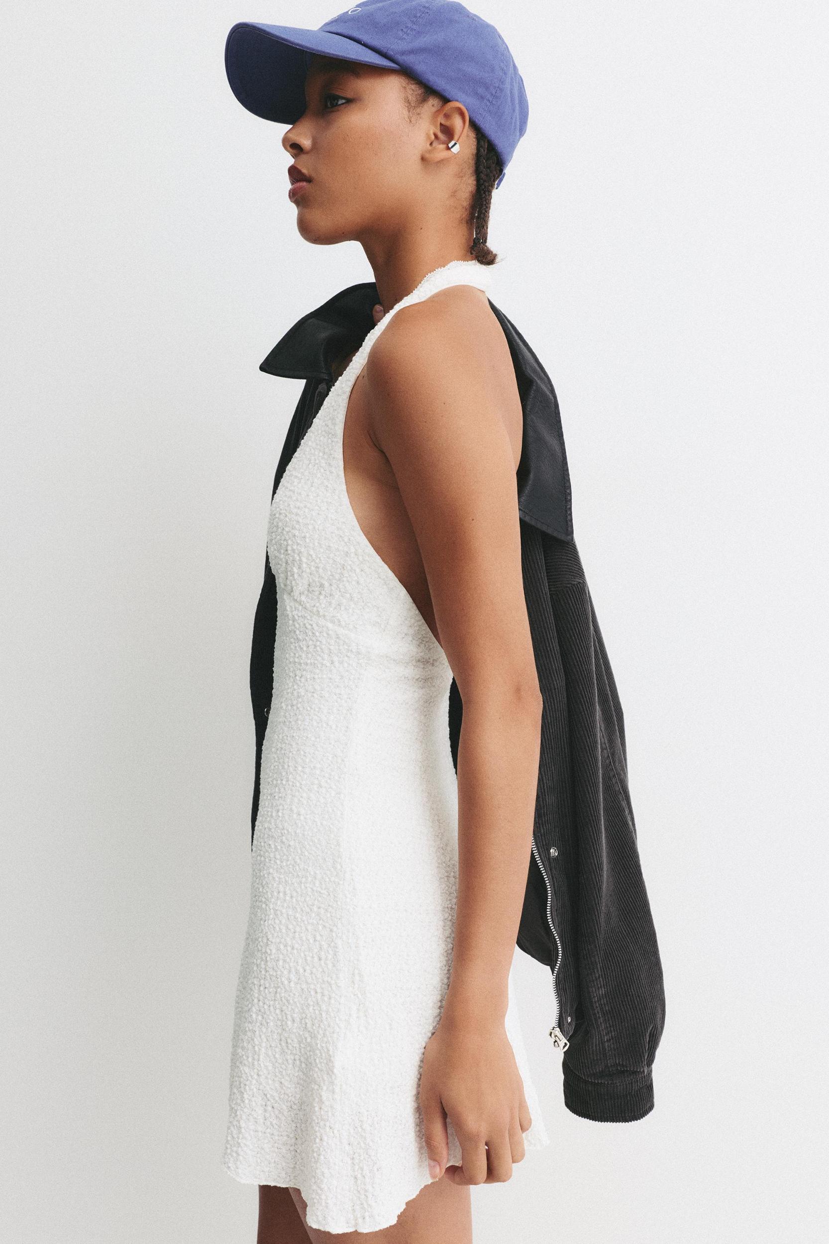 Short halter textured dress Product Image