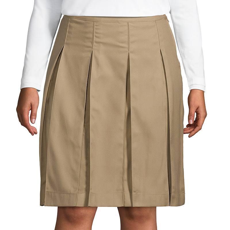 Plus Size Lands End School Uniform Box Pleat Skirt, Womens Green Product Image