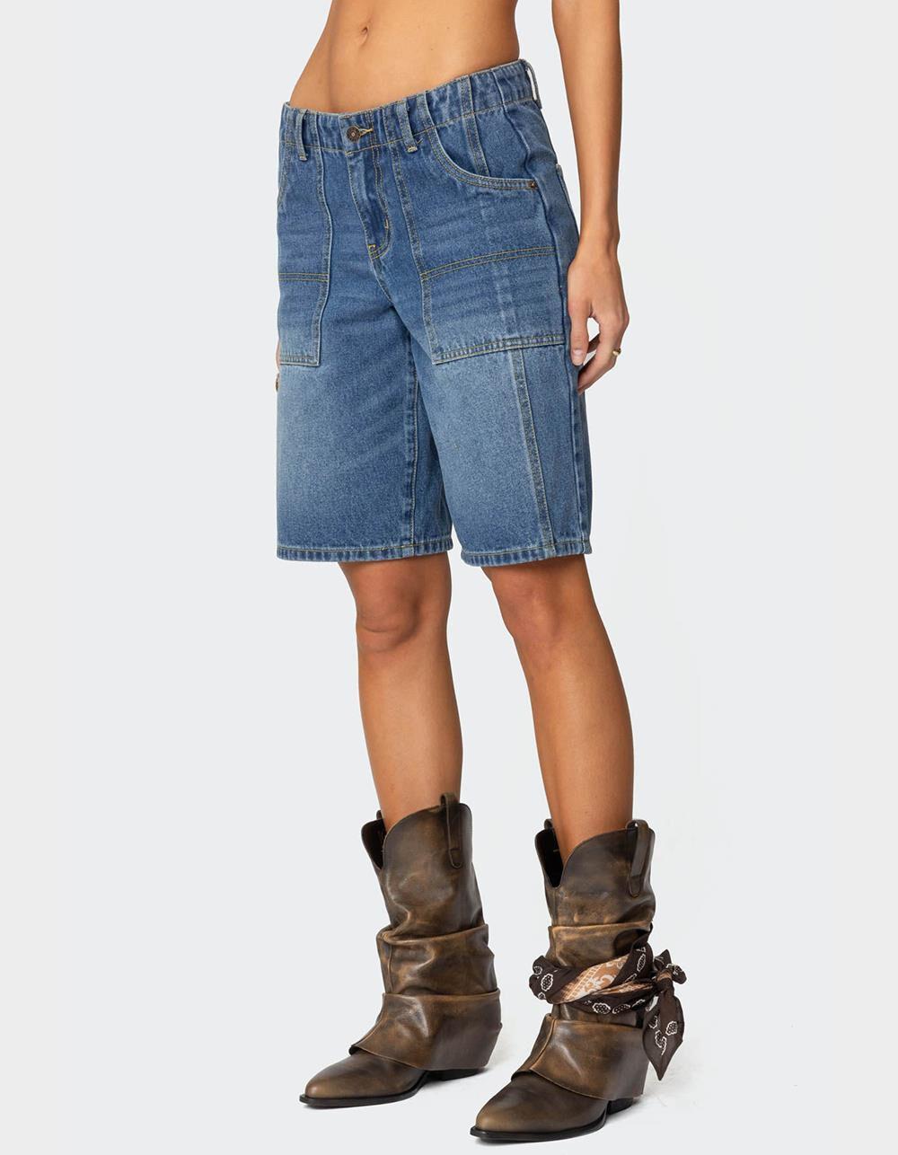 EDIKTED Tris Low Rise Denim Bermuda Shorts Product Image