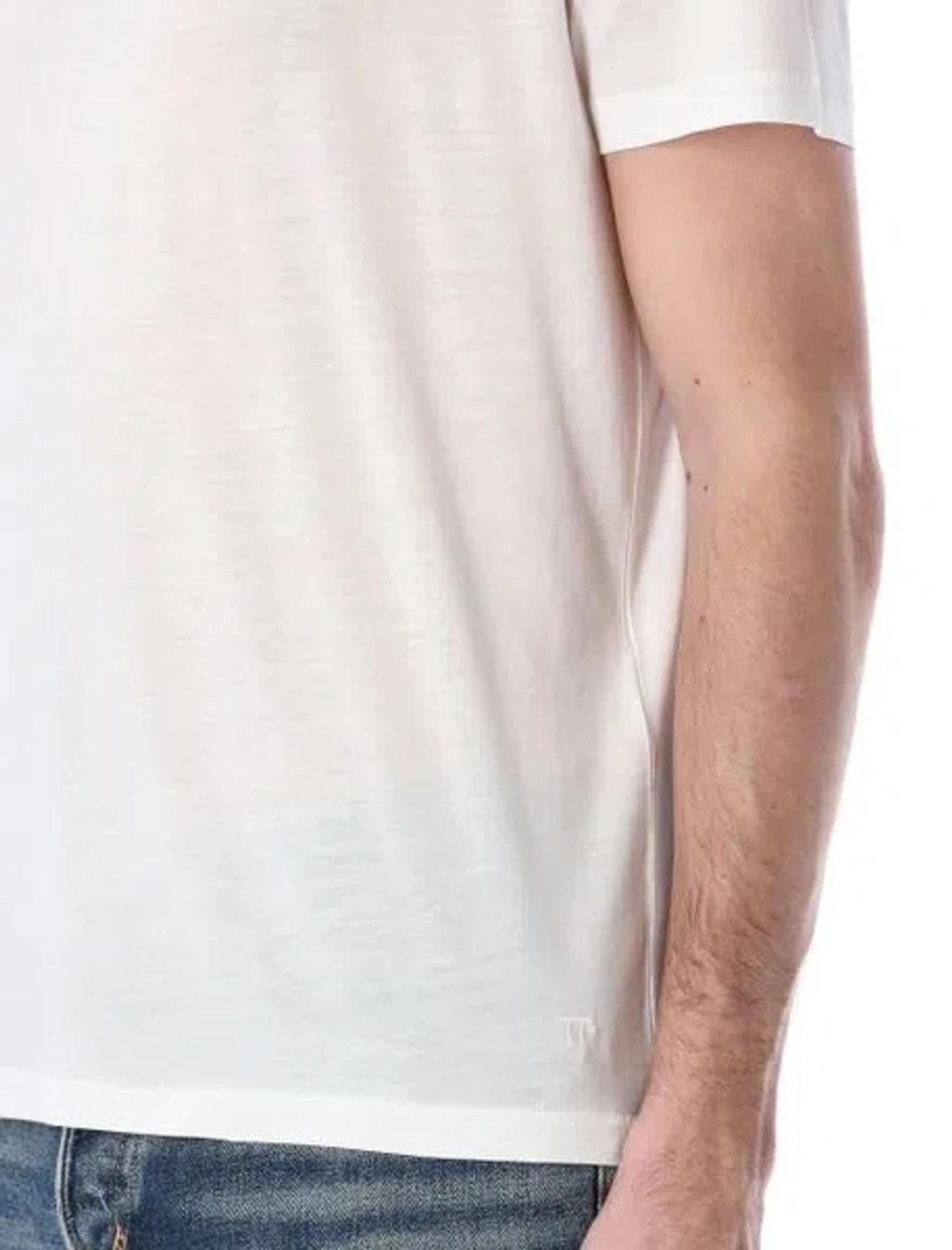 TOM FORD Placed Rib Slim-fit Lyocell And Cotton-blend T-shirt In Neutrals Product Image