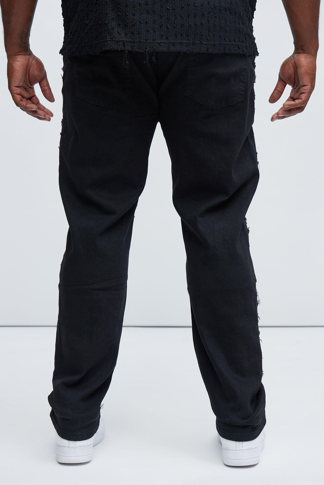 Frayed Lines Slim Jeans - Black Product Image