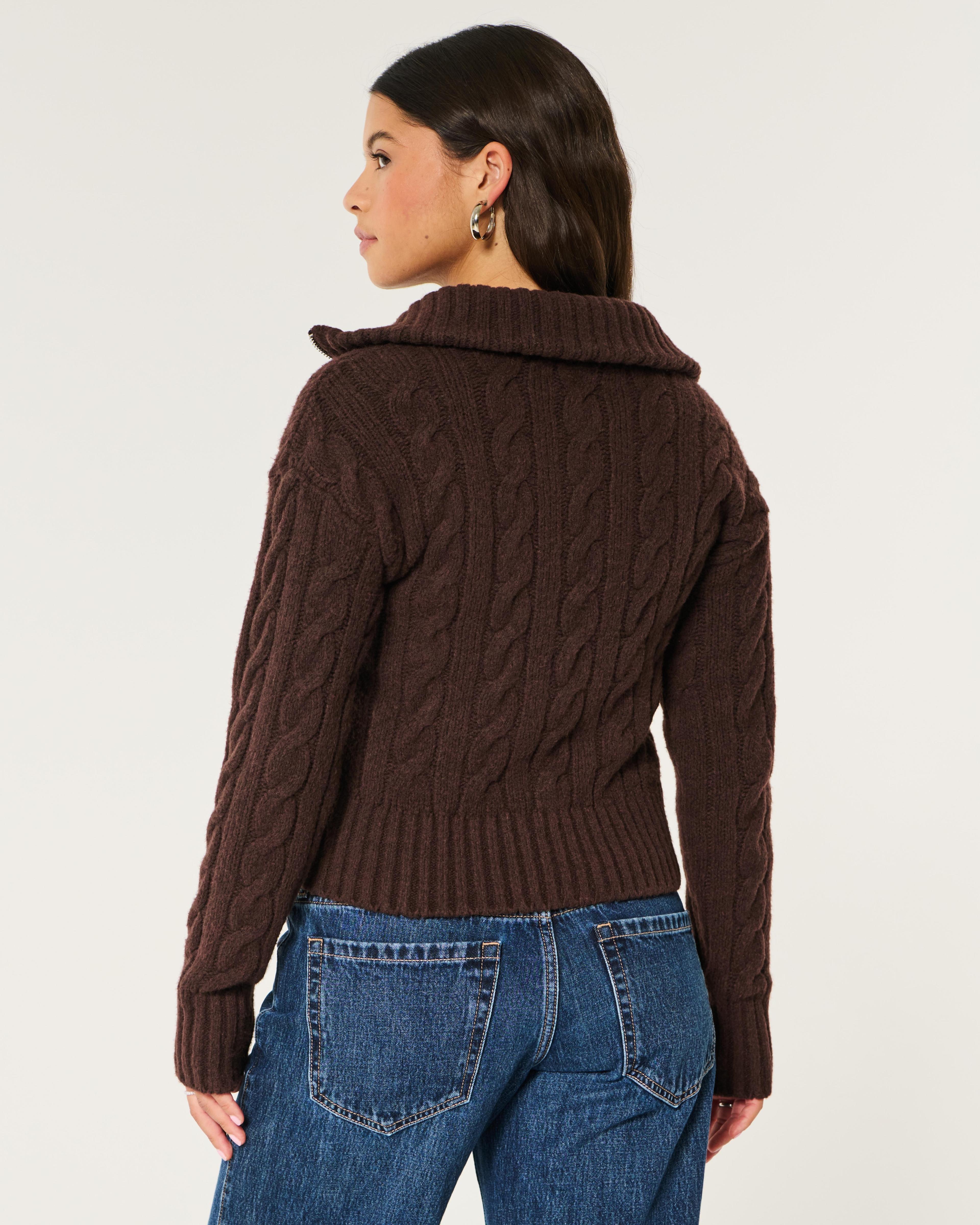 Hollister Comfy Cloud Zip-Up Cable-Knit Sweater Product Image