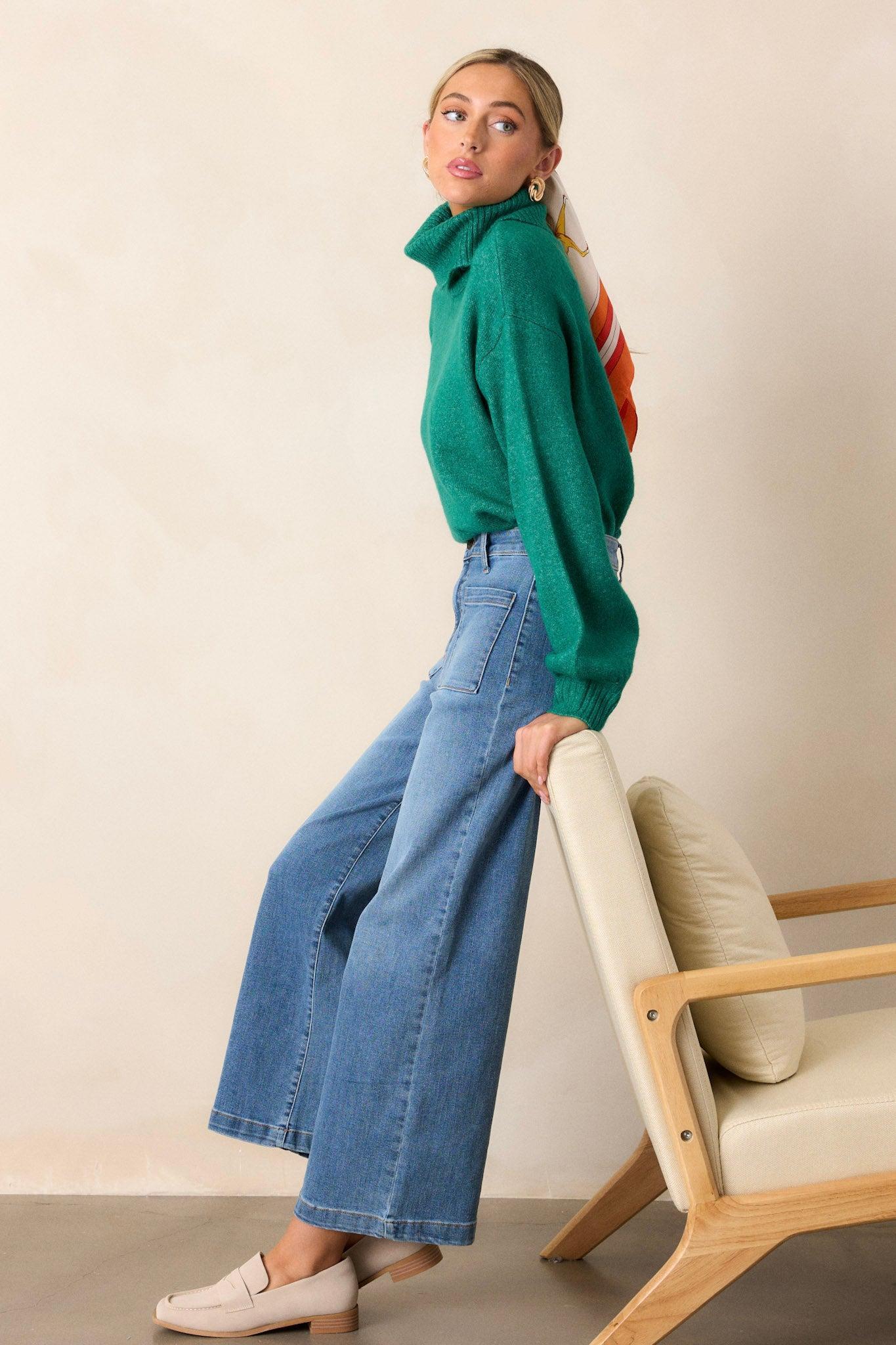 Sunday Morning Medium Wash Wide Leg Jeans Product Image