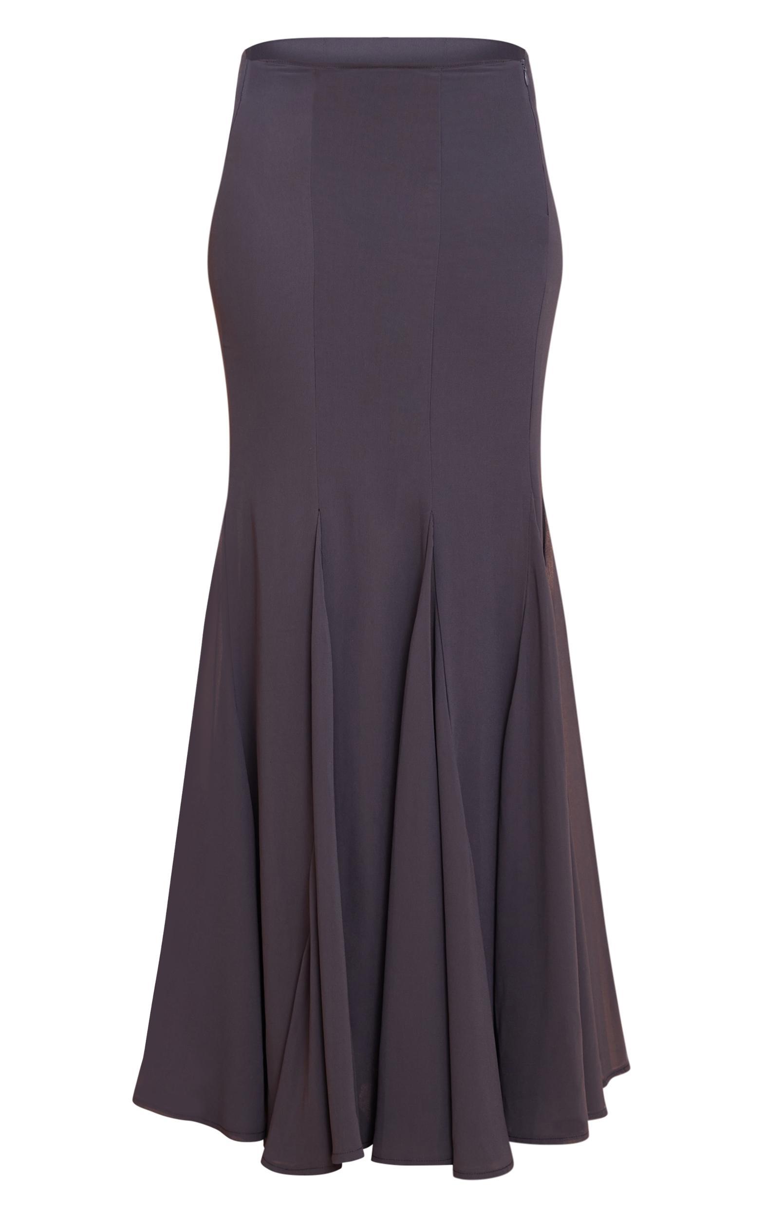 Charcoal Chiffon Godet Hem Maxi Skirt Product Image