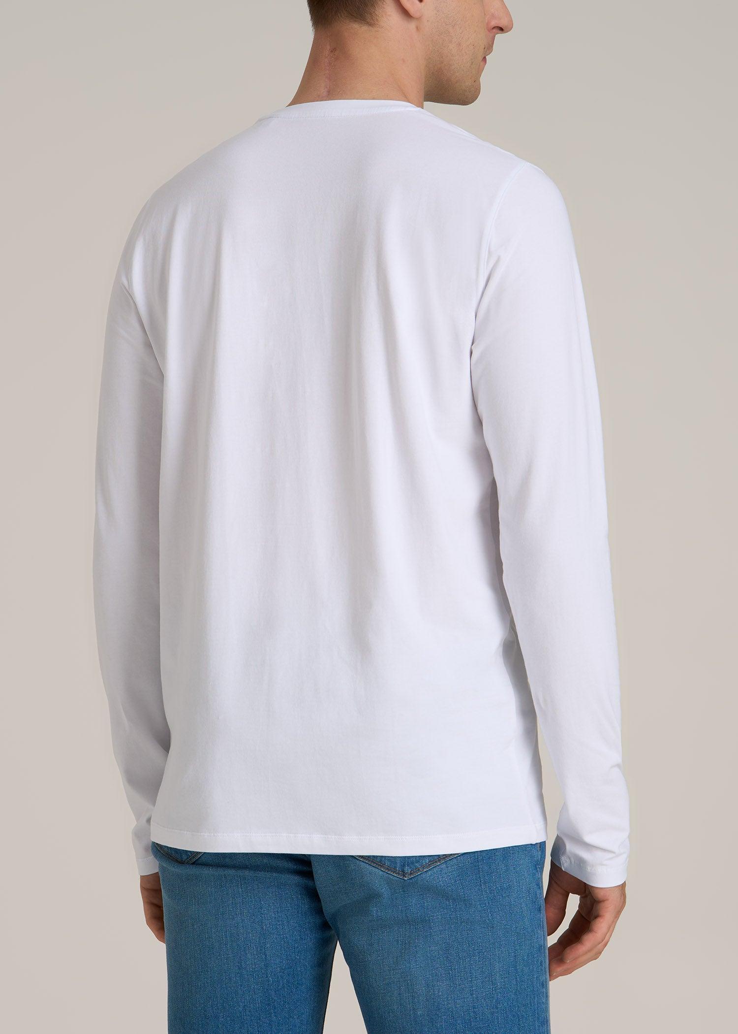 The Essential Modern Fit Crewneck Long Sleeve Tee for Tall Men in White Male Product Image