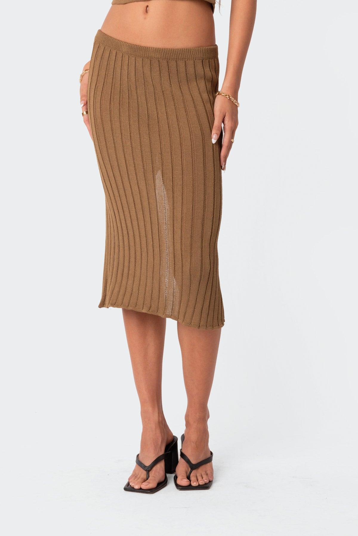 Quynh Slitted Knit Midi Skirt Product Image