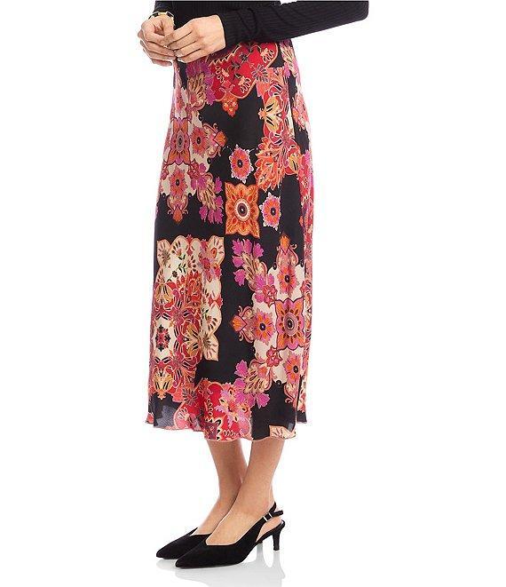 Karen Kane Medallion Floral Bias Cut Midi Skirt Product Image