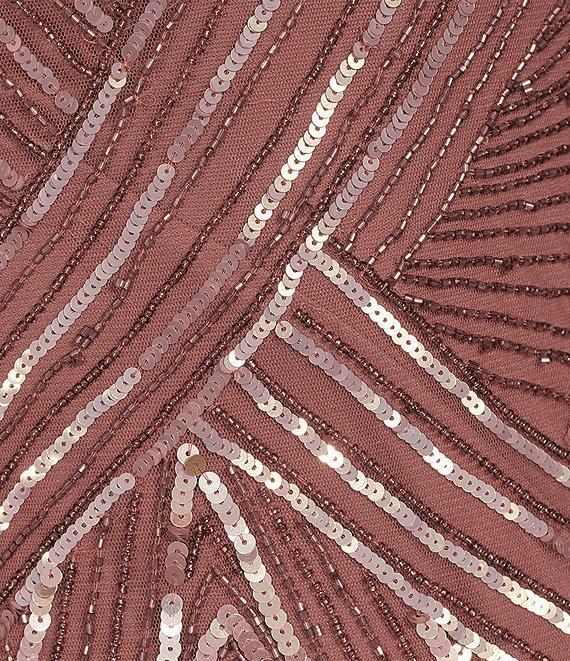 Pisarro Nights Beaded Mesh Boat Neck Cap Sleeve Blouson Gown Product Image