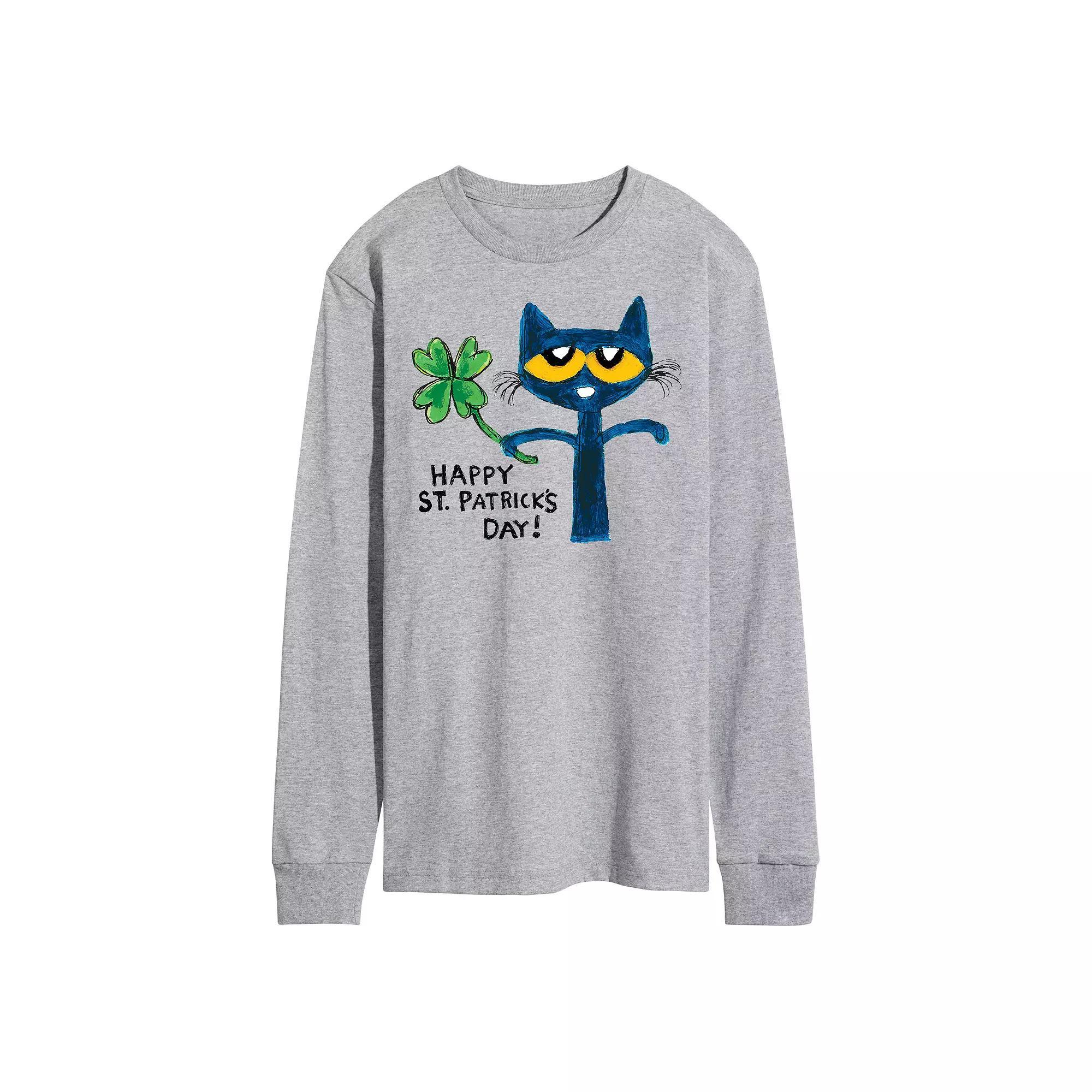 Men's Pete The Cat Happy St Patricks Day Tee, Size: Large, Gray Product Image