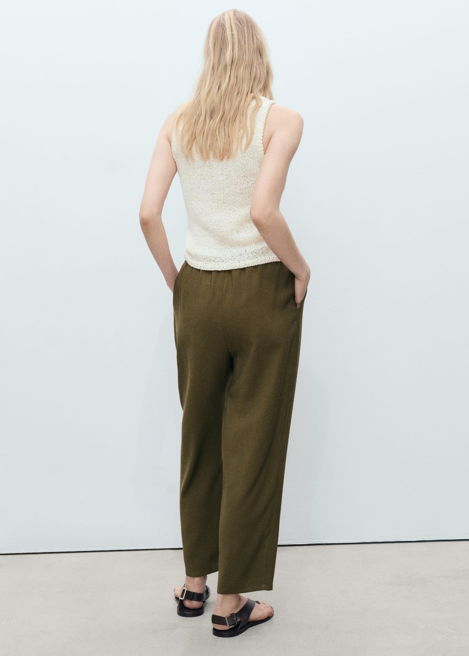 Drawstring flowy pants - Women | MANGO USA Product Image