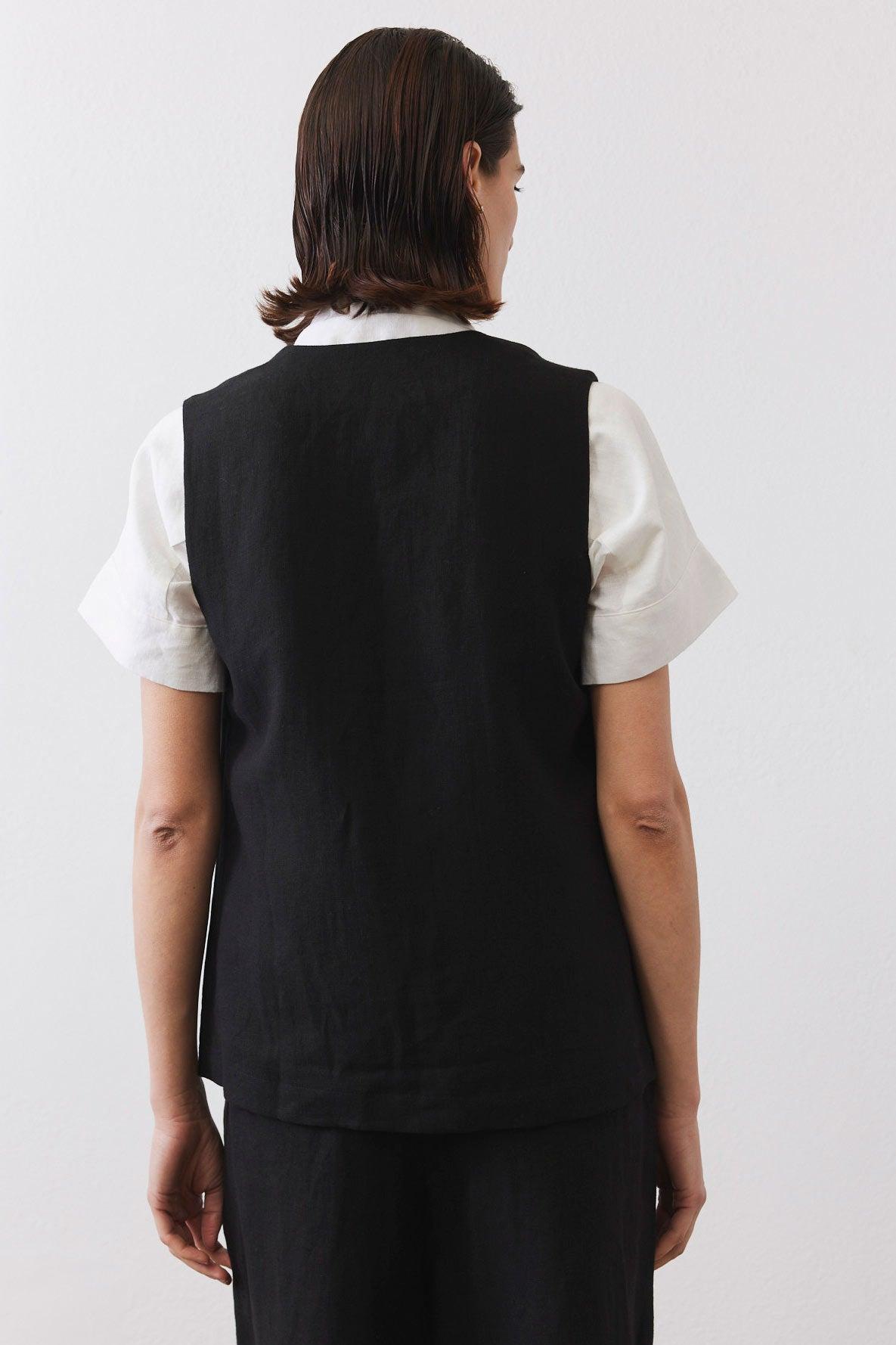 The Linen Button Vest Product Image