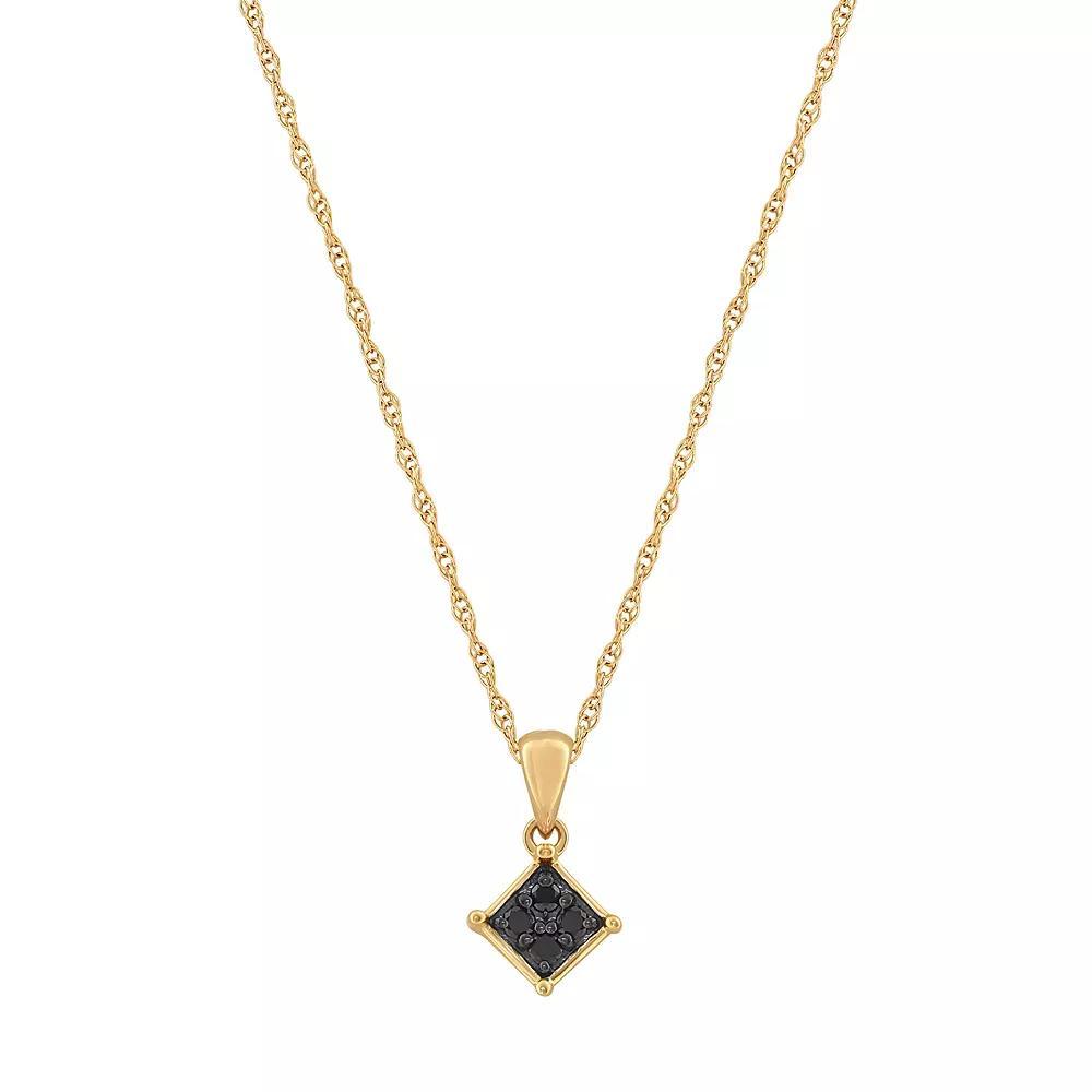Celebration Gems 10k Gold 1/10 Carat T.W. Black Diamond Square Cluster Pendant, Women's, Size: 18", White Product Image