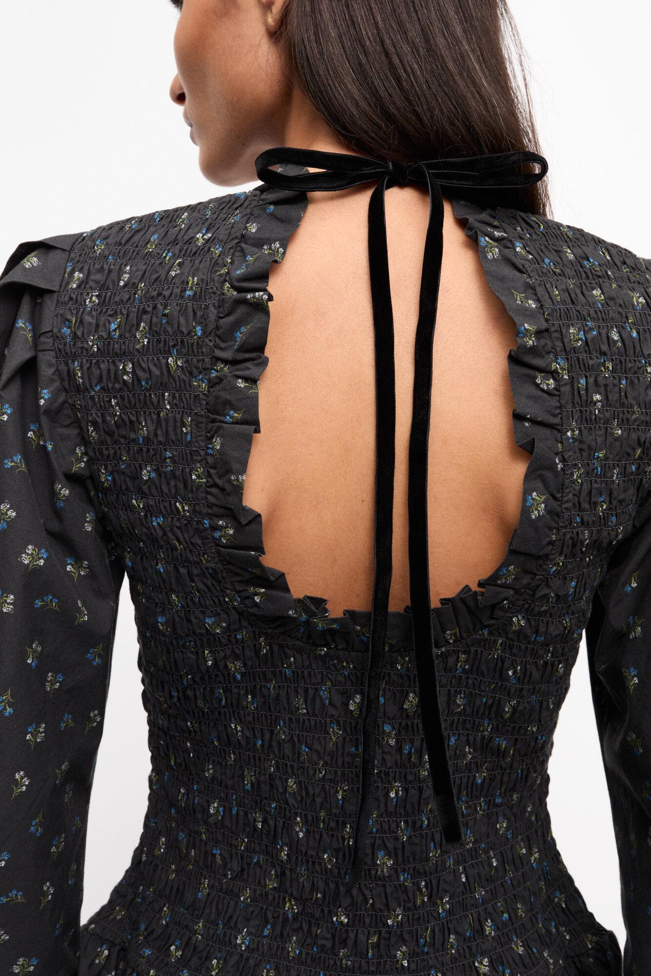 Black Printed Mini Smock Dress Product Image