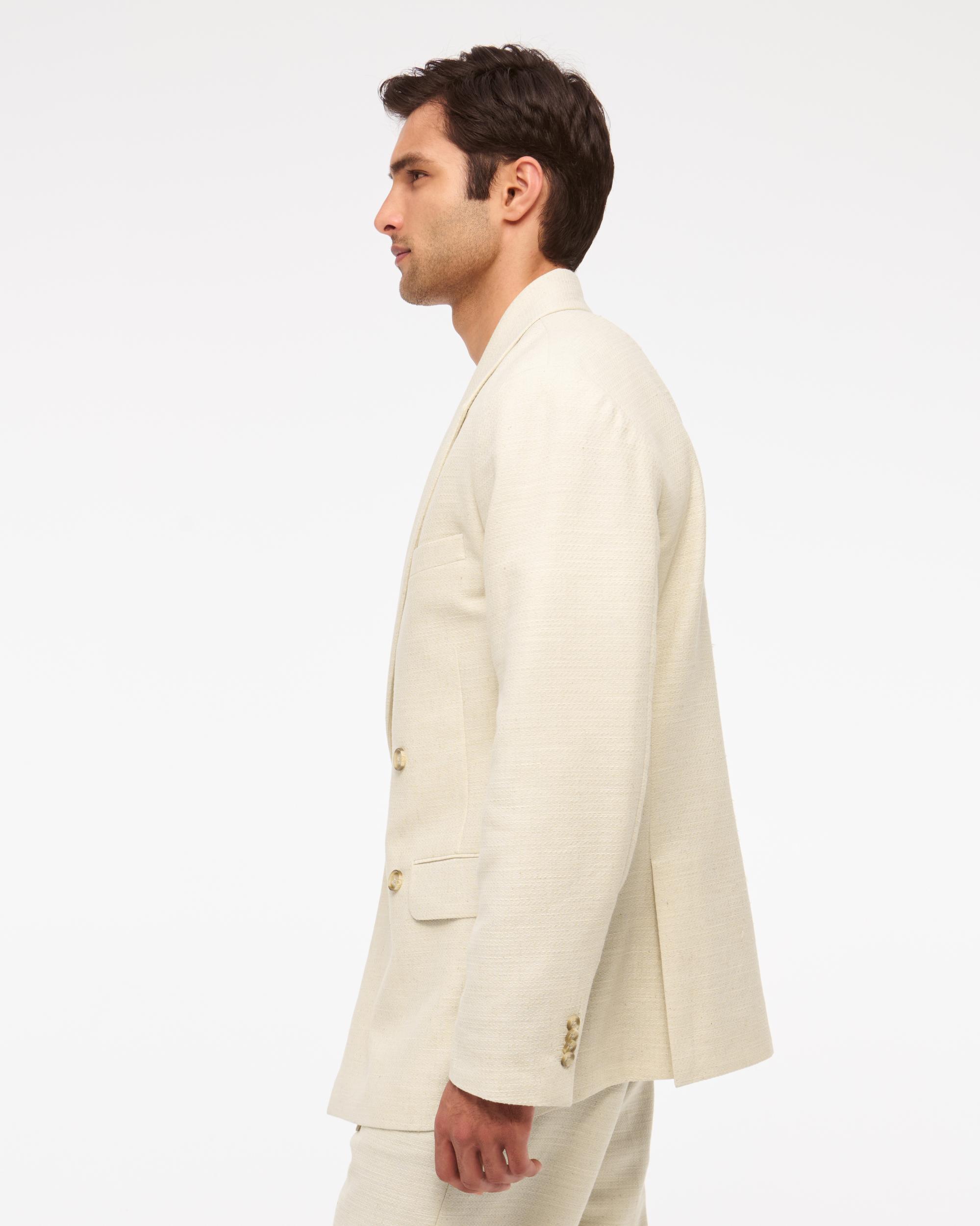 The A&F Collins Double-Breasted Cotton-Texture Blazer Product Image