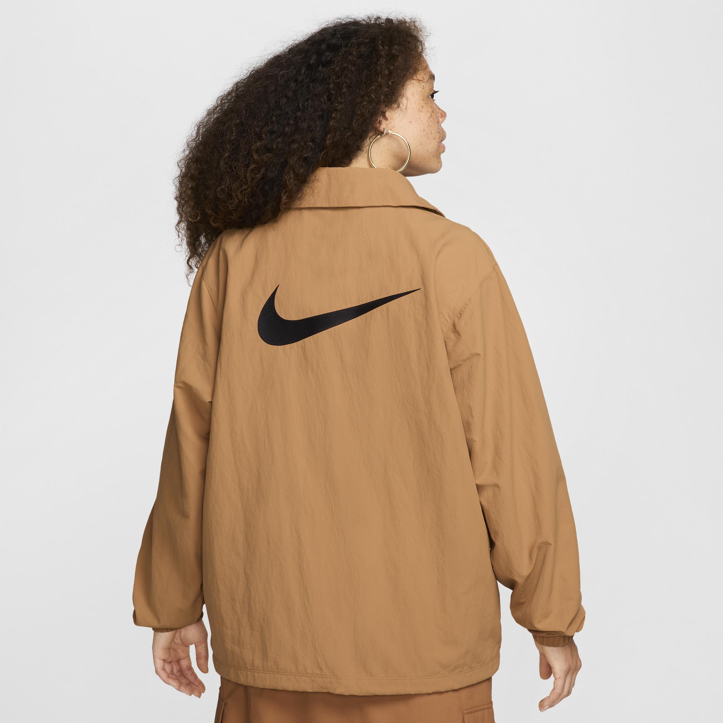 Nike Womens Nike NSW Essentials Woven UV Coaches Jacket - Womens Flax/Black Product Image