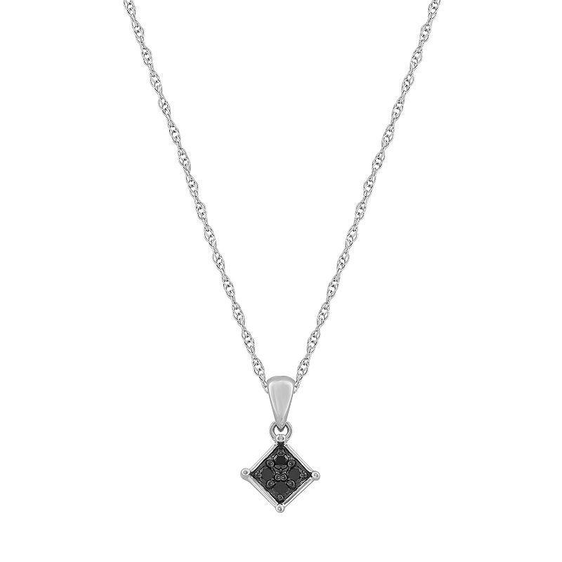 Celebration Gems 10k Gold 1/10 Carat T.W. Black Diamond Square Cluster Pendant, Women's, Size: 18", White Product Image