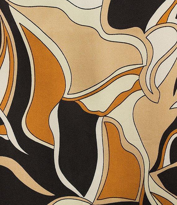 Sugarlips Matte Satin Abstract Print Split V-Neck 3/4 Sleeve Top Product Image