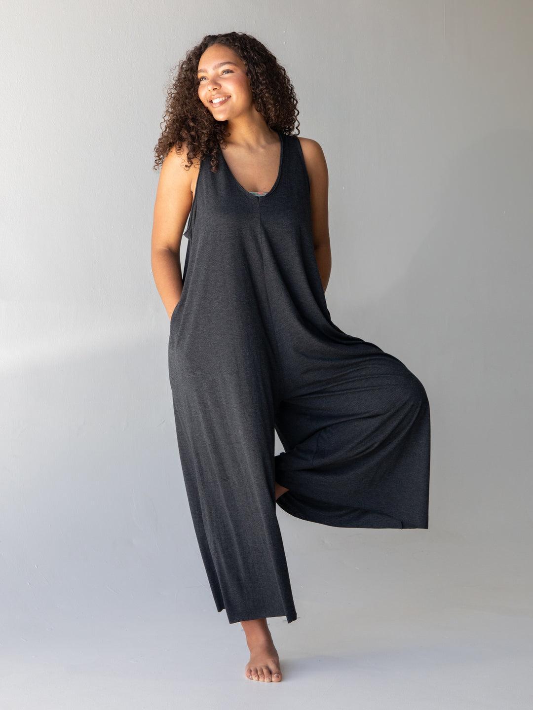 Knit V-Neck Jumpsuit Product Image