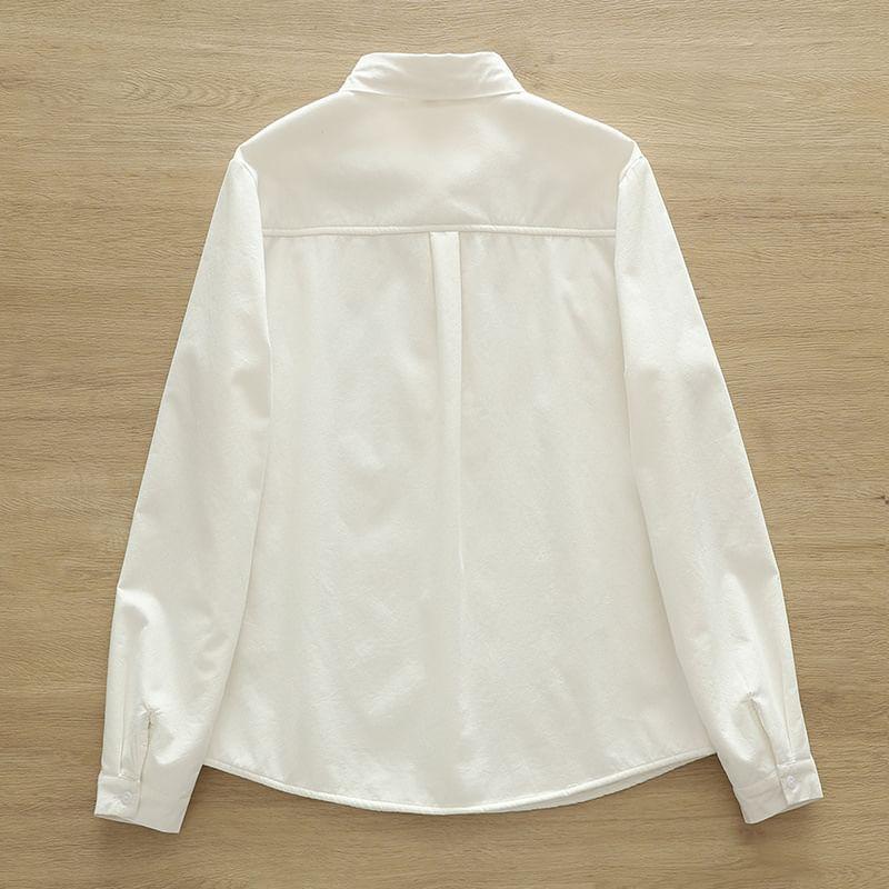 Long-Sleeve Mushroom Embroidery Shirt Product Image