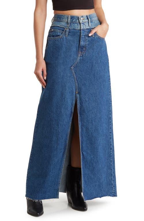 Womens Re-Worked Dallas High-Rise Denim Maxi Skirt Product Image