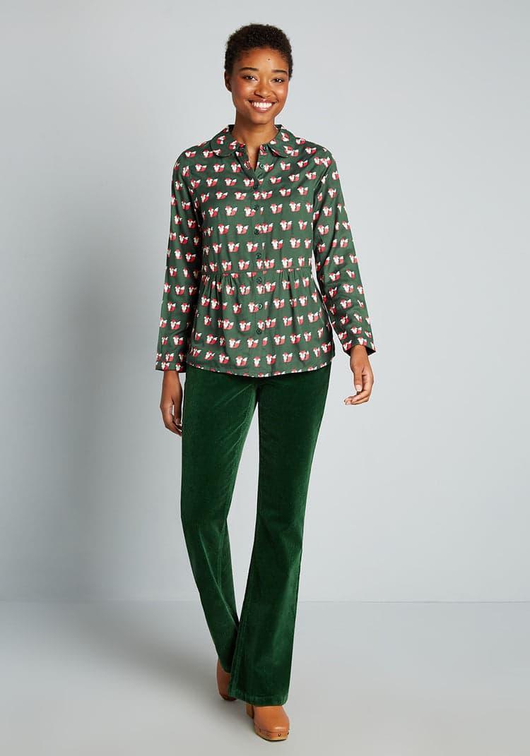 Fox Around & Finds Out Tiered Button-Up Blouse Product Image