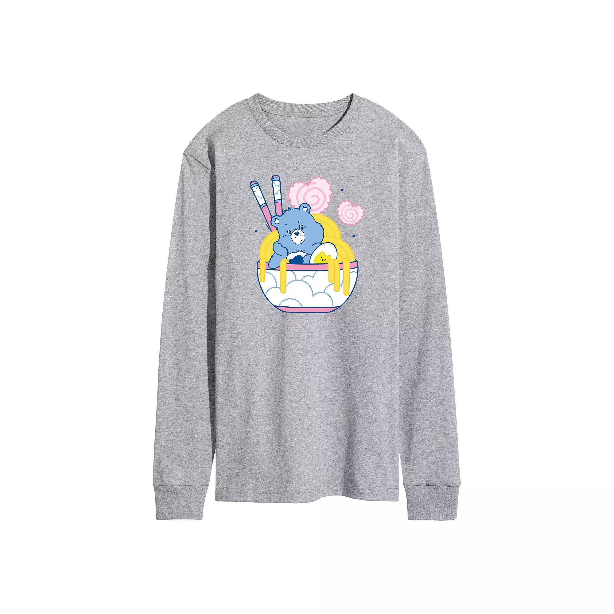 Men's Care Bears Grumpy Ramen Bowl Long Sleeve Graphic Tee, Size: XL, Grey Gray Product Image