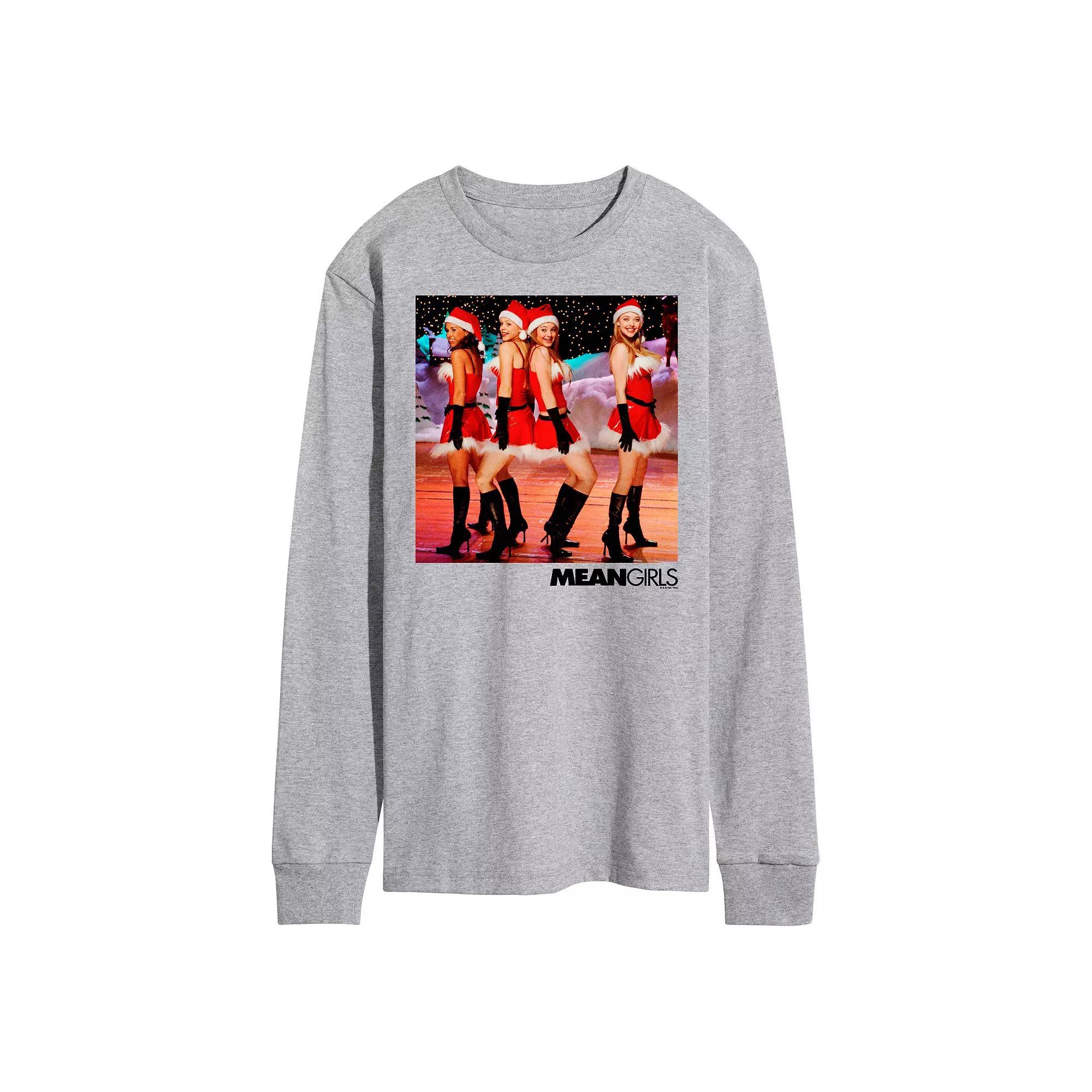 Men's Mean Girls Santa Long Sleeve Graphic Tee, Size: XL, Grey Gray Product Image