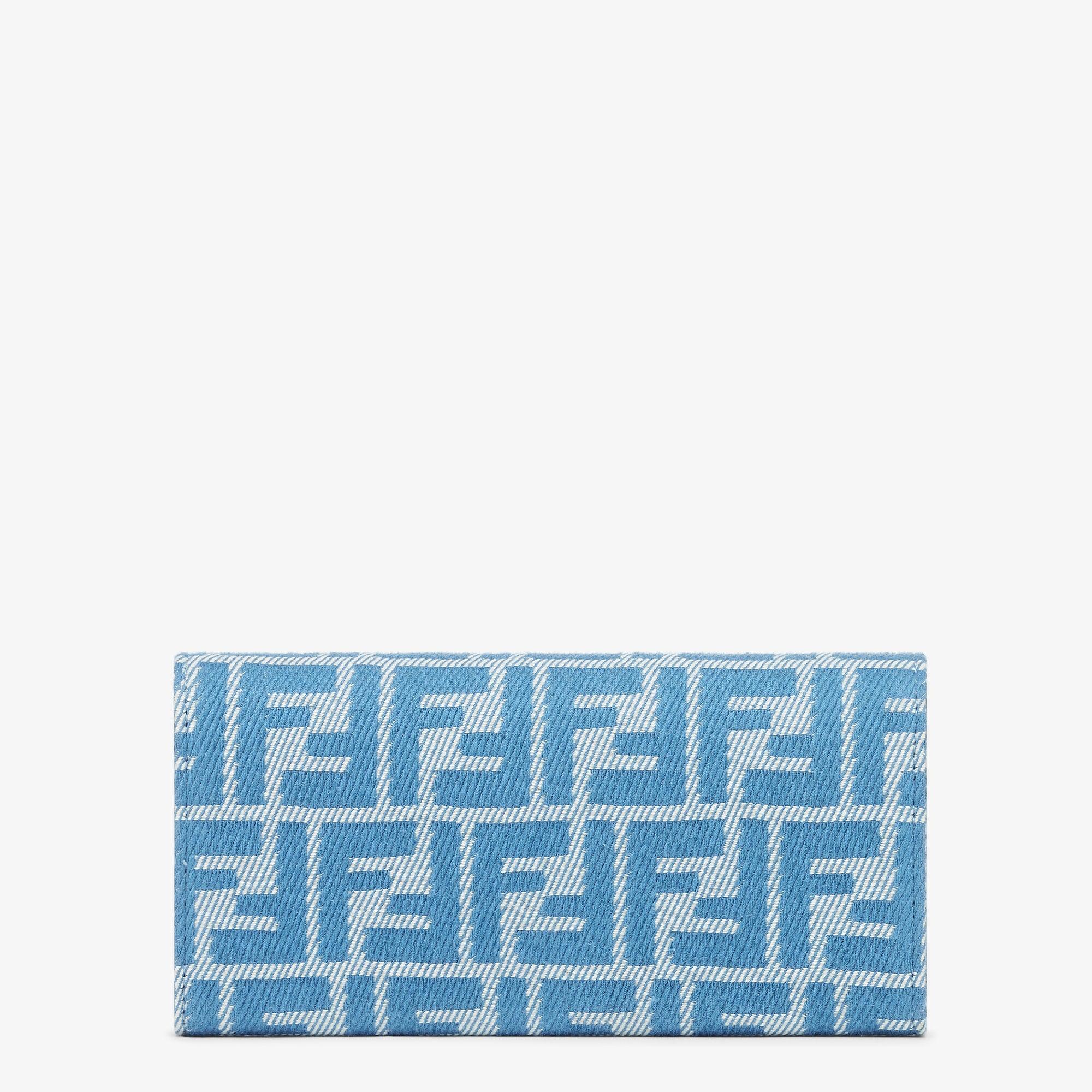 Baguette Continental Wallet With ChainBlue denim-effect FF jacquard wallet Product Image