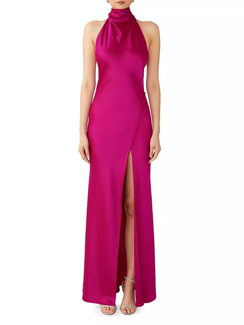 Penelope Satin Halter Gown Product Image