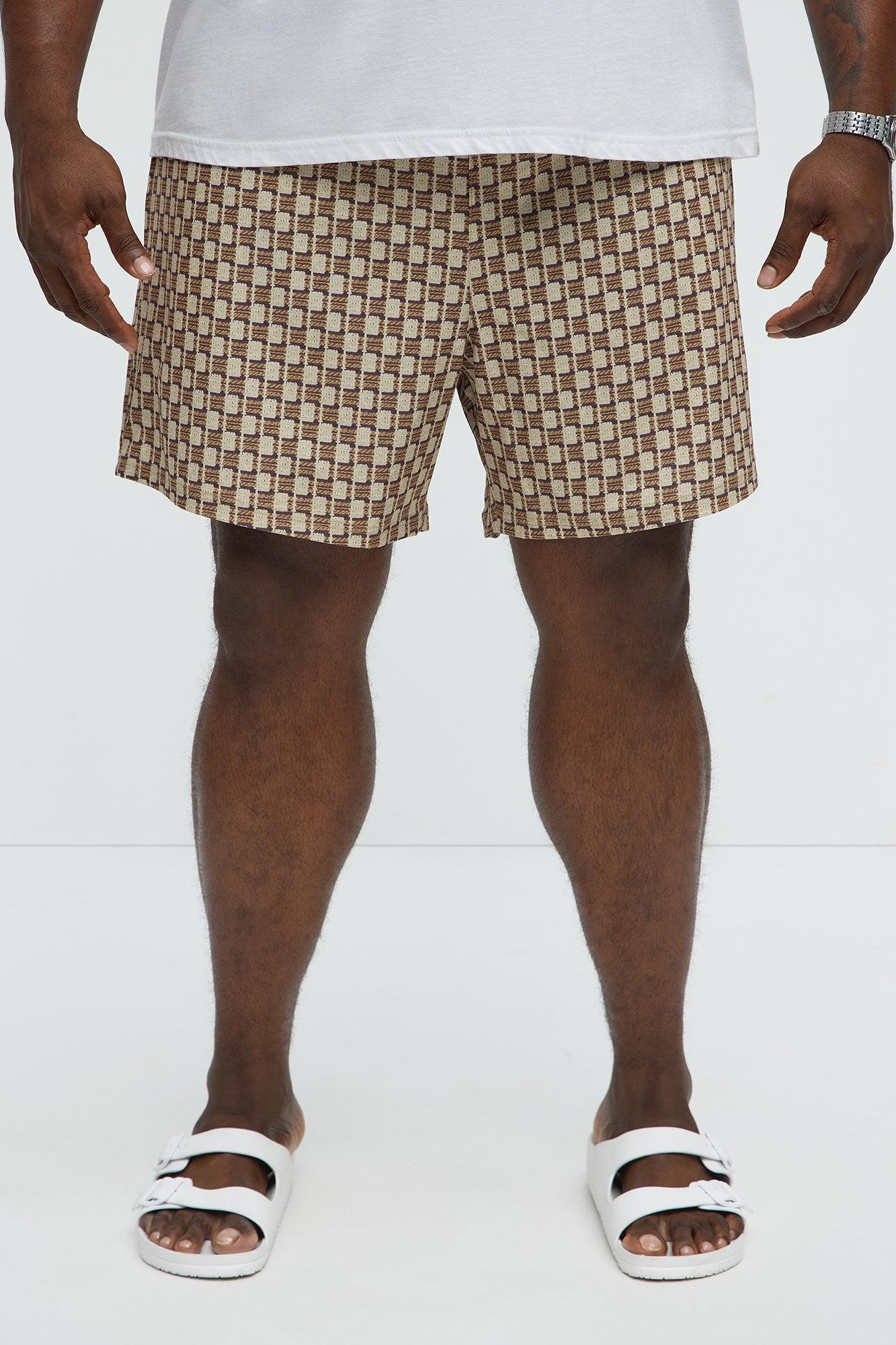Weave Printed Swim Mid Trunk - Brown Combo Product Image
