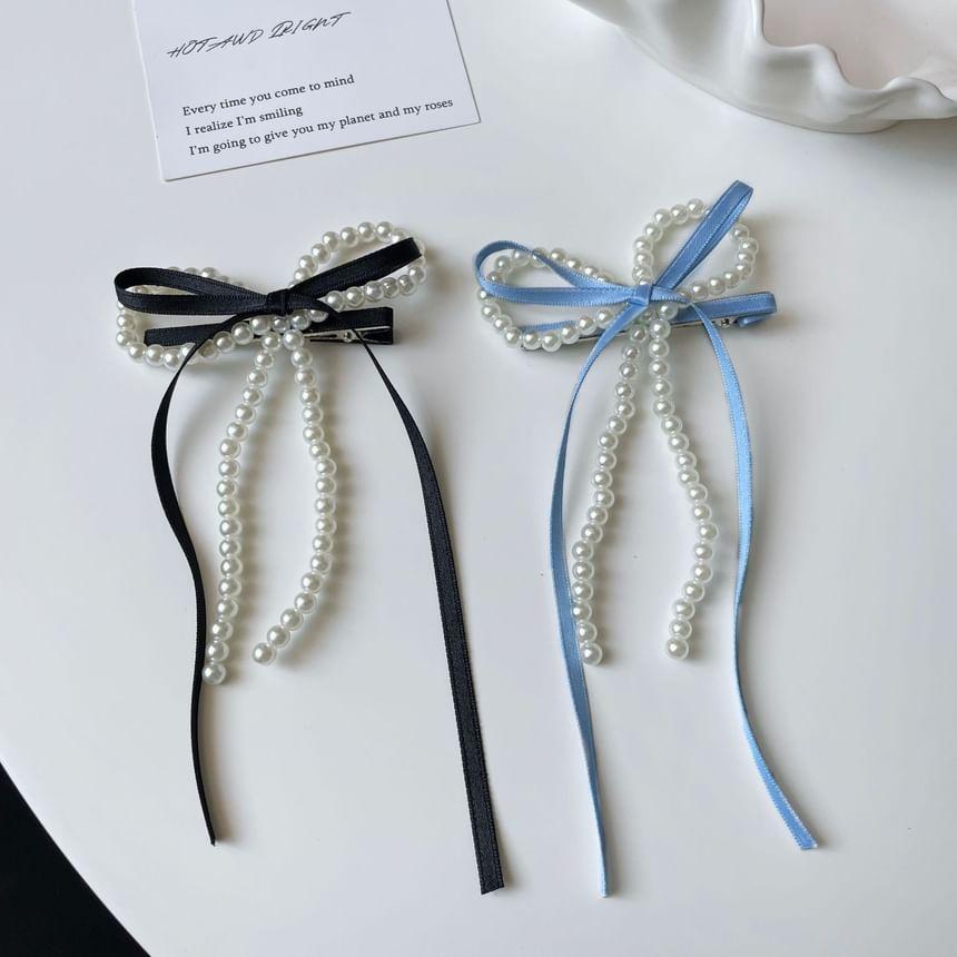 Bow Faux Pearl Hair Clip Product Image