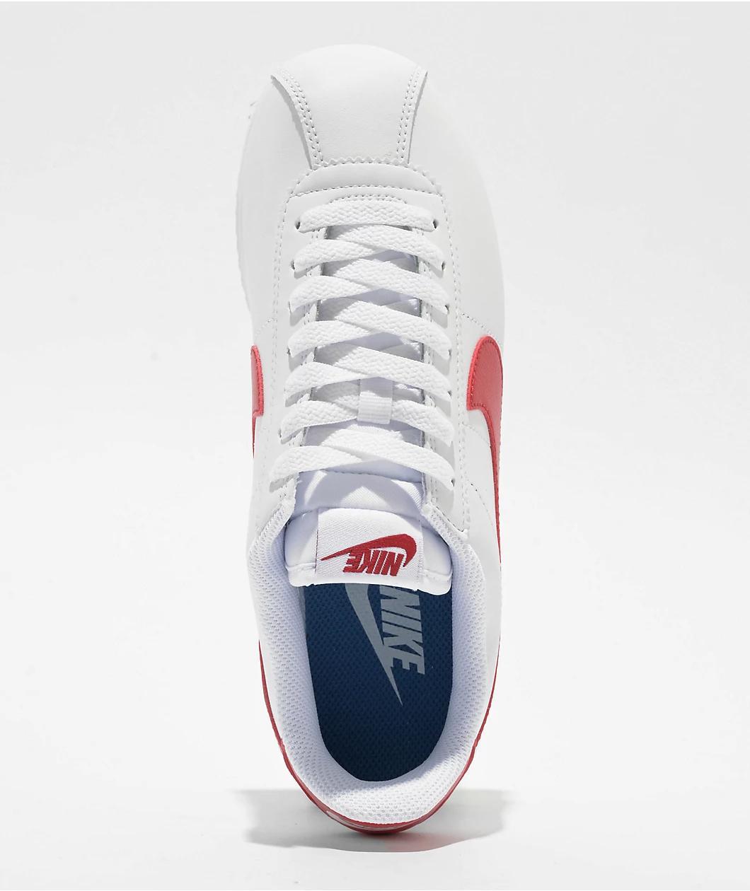 Nike Women's Cortez White, Varsity Red, & Varsity Blue Shoes Product Image