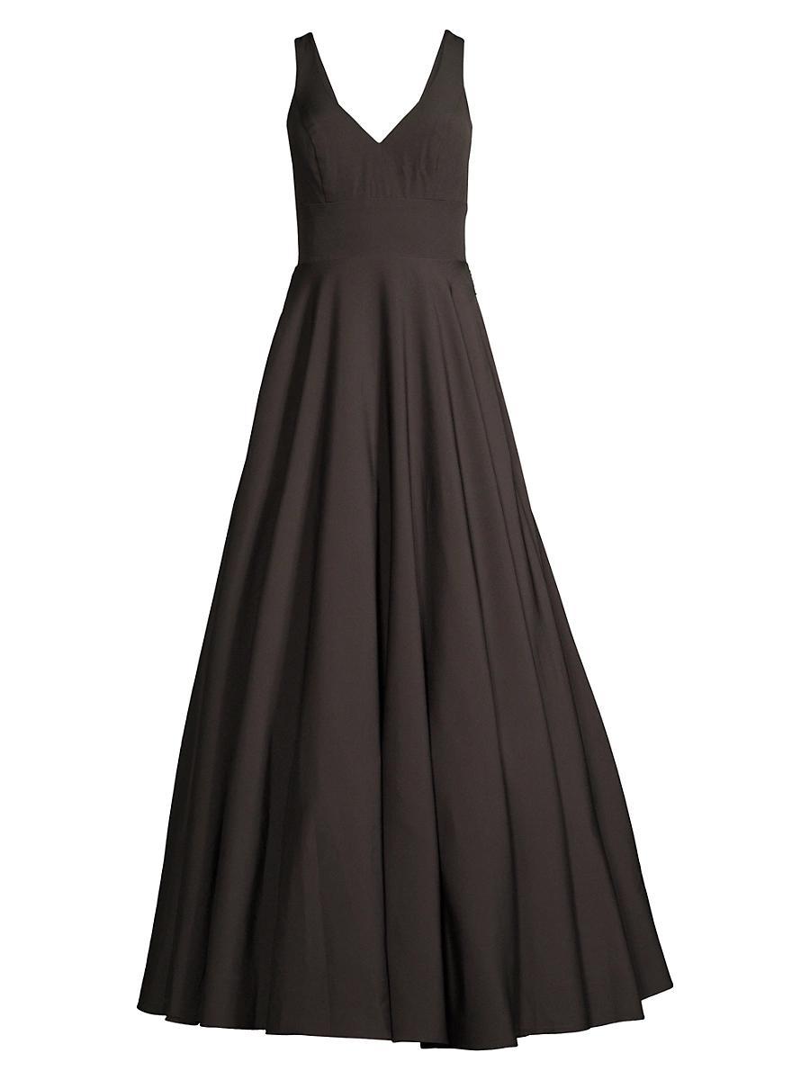 Ieena for Mac Duggal V-Neck Lined Pocketed Sleeveless Ball Gown Product Image