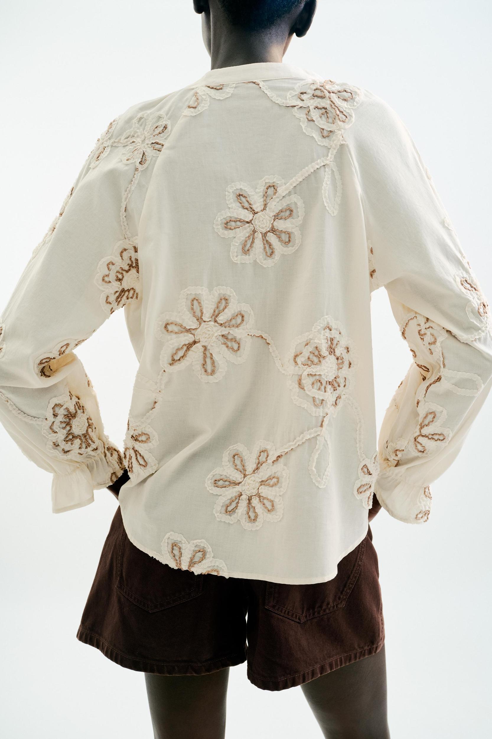 TEXTURED EMBROIDERED BLOUSE Product Image